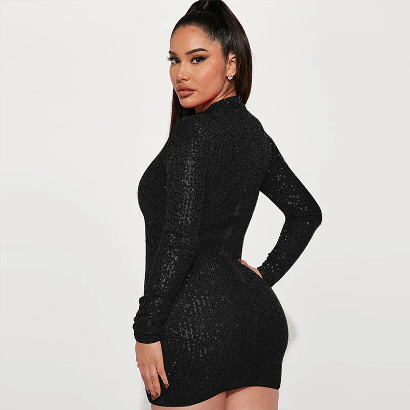 Bodycon Long Sleeve Short Dress For Party Women Slimming