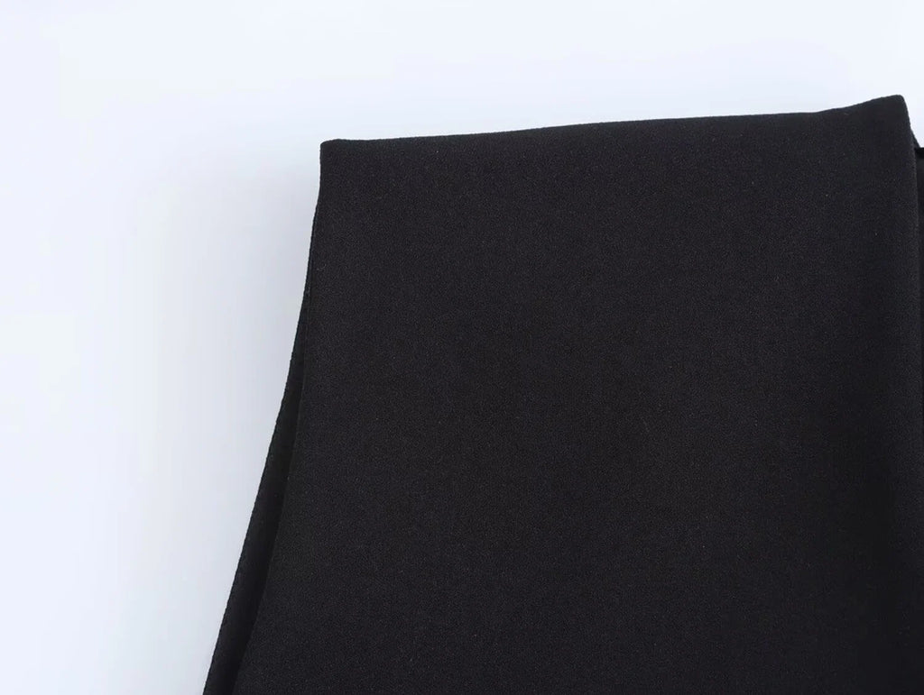 Women's Casual Black Sleeveless Split Design Vest Pants Set with Belt for Autumn Commuting