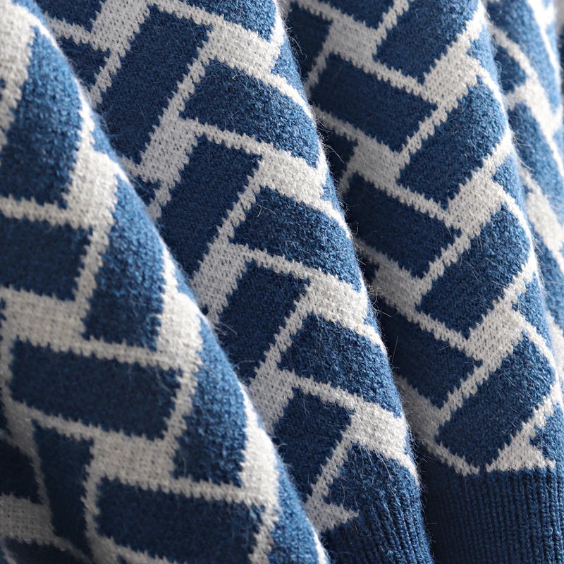 Jacquard Knit Sweater Dress With Belt Elegant Pleated Maxi