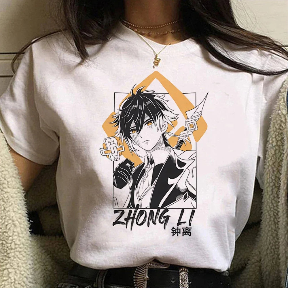 Genshin Impact Women's Comic T Shirt Japanese Style Soft Comfortable Tee
