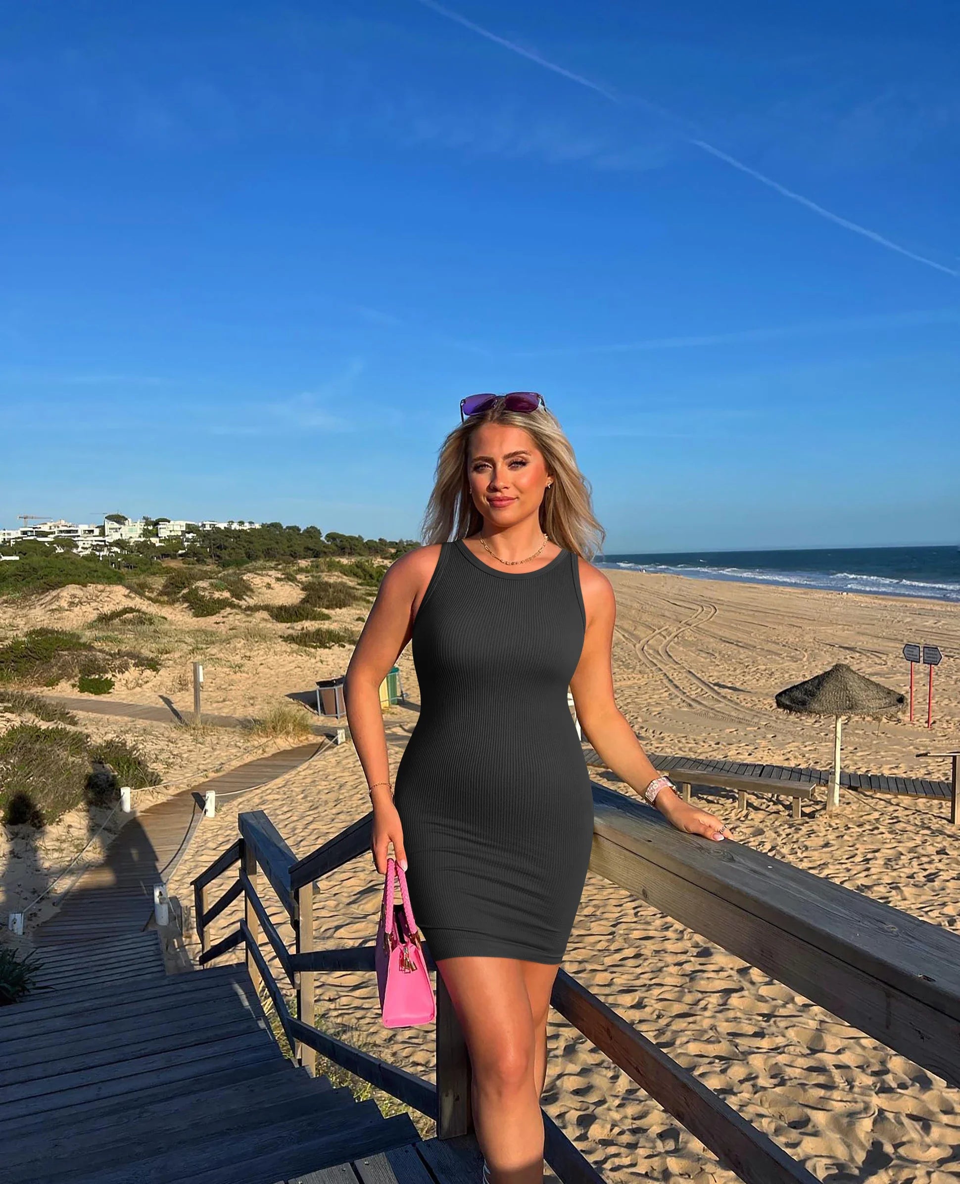 Sexy Sleeveless Bodycon Dress For Women Mini Wrap Hip