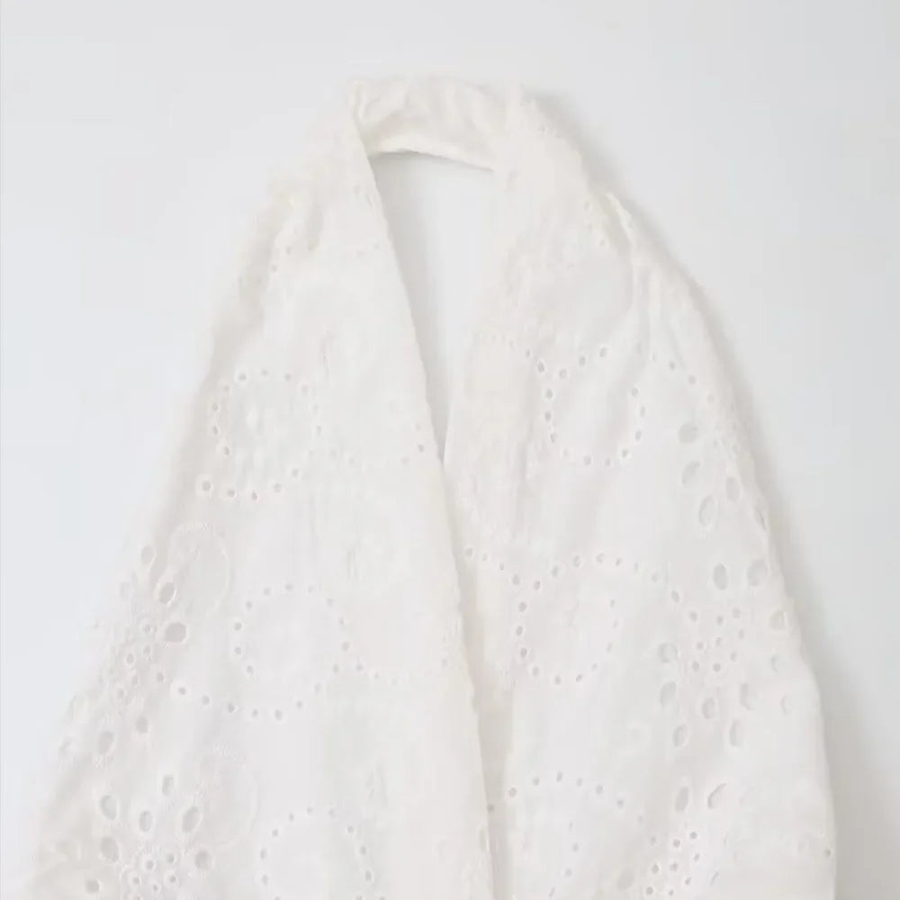 Hollow Knit Midi Dress Backless Halter Neck Lace Up