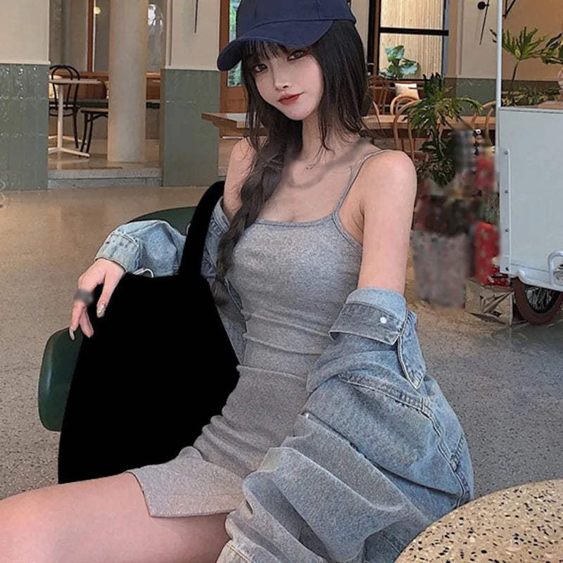 Backless Sling Dress With Slit Slim Fit Sleeveless Sexy