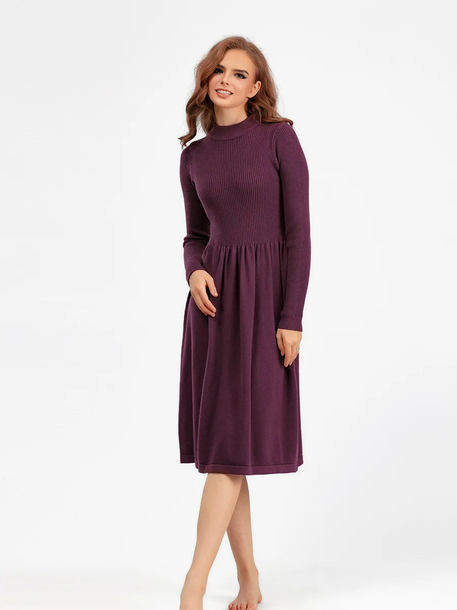 Women's Autumn Knit Dress Bodycon Maxi O Neck Chic Office