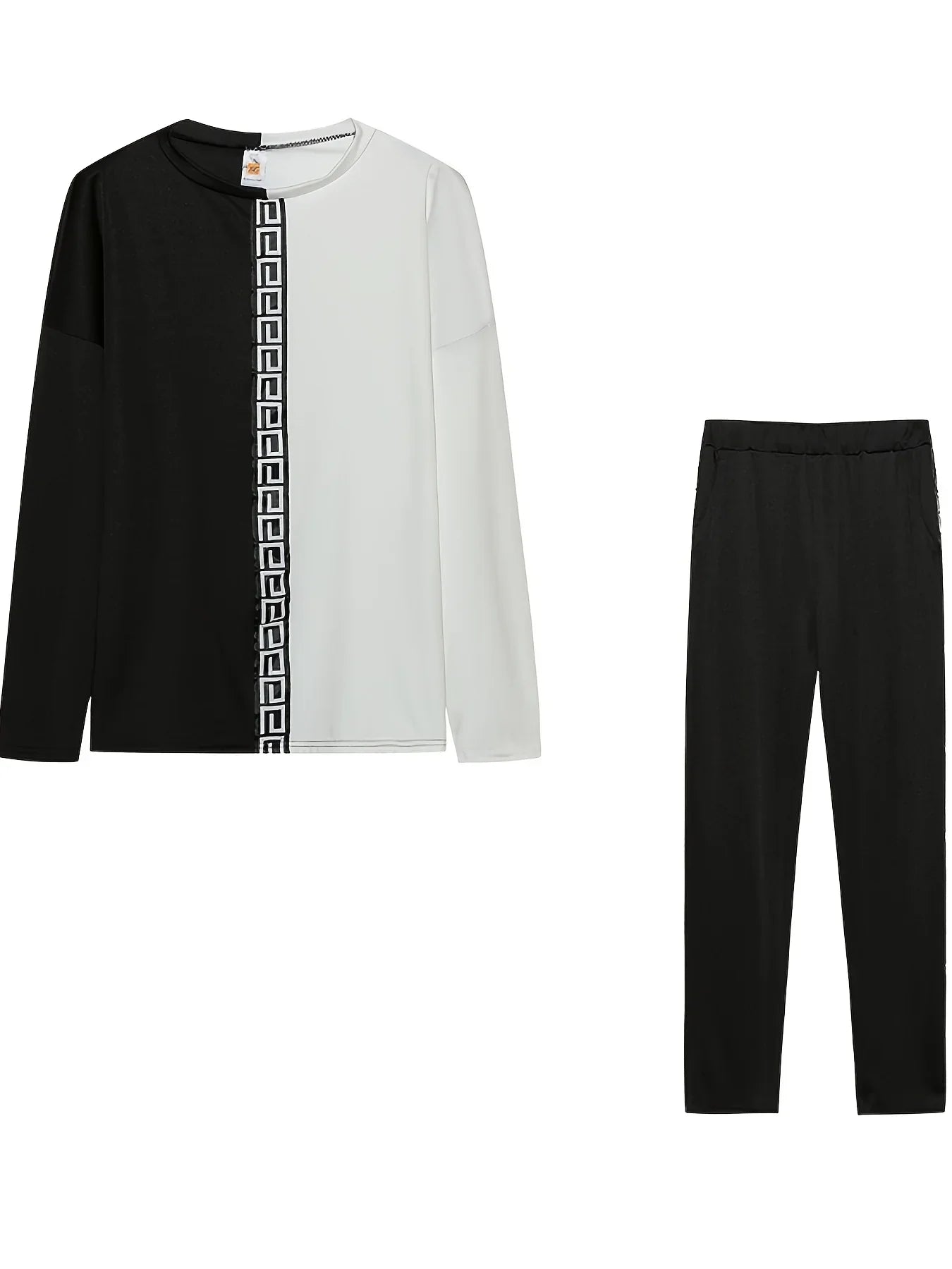 Women's Fashion Contrast Printed Long Sleeve Loose Casual Suit for Autumn and Winter