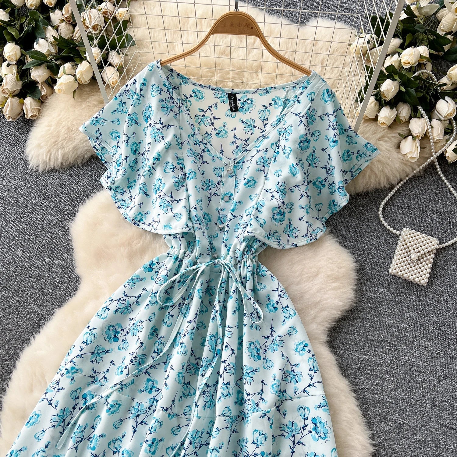 Floral Print Sundress V Neck A Line For Summer Party