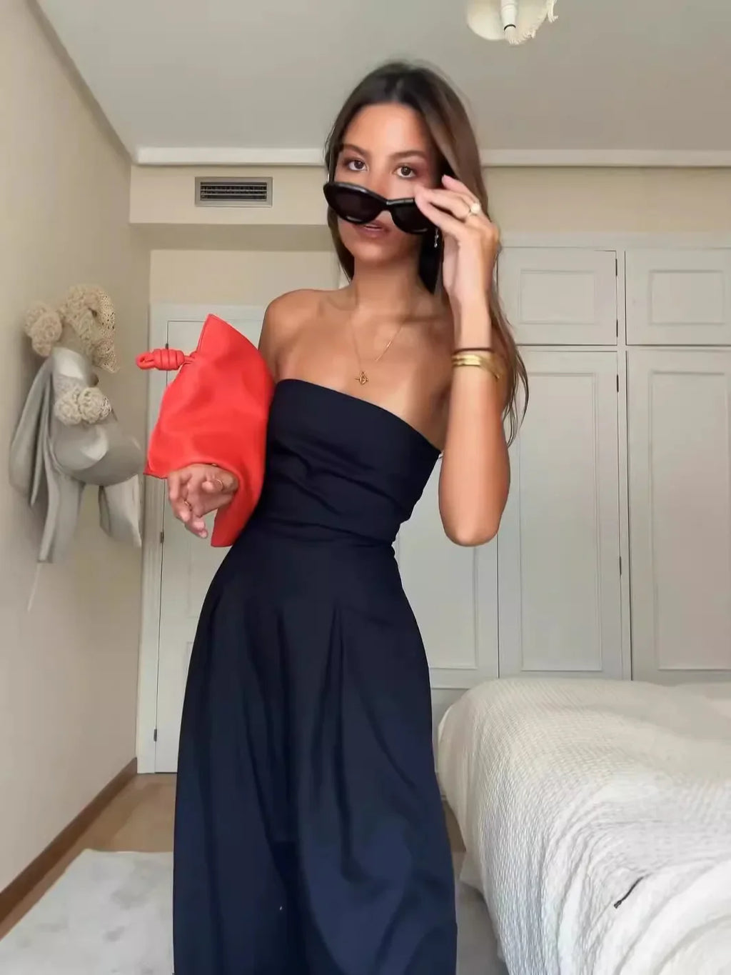 Elegant Women Off Shoulder Loose Jumpsuit Sleeveless Sexy Solid Color Casual Chic Playsuit Comfortable Stylish Female Romper
