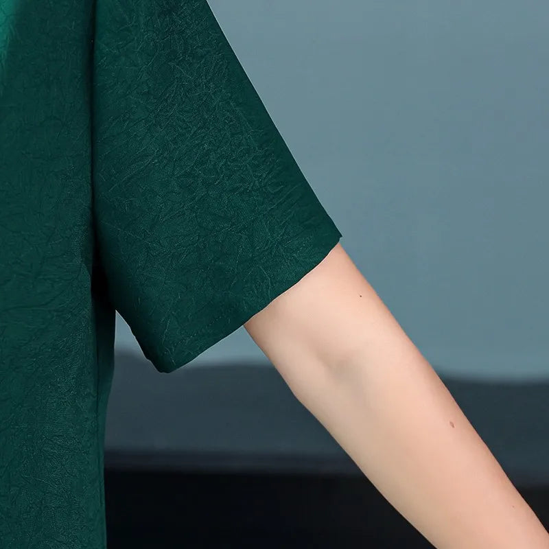 Embroidered Midi Dress for Women Vintage Style Casual Party