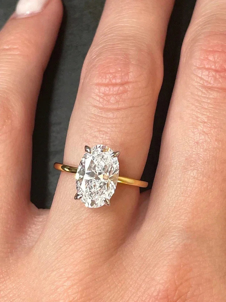 925 Sterling Silver Oval Zircon Engagement Ring for Women Luxury Fine Jewelry