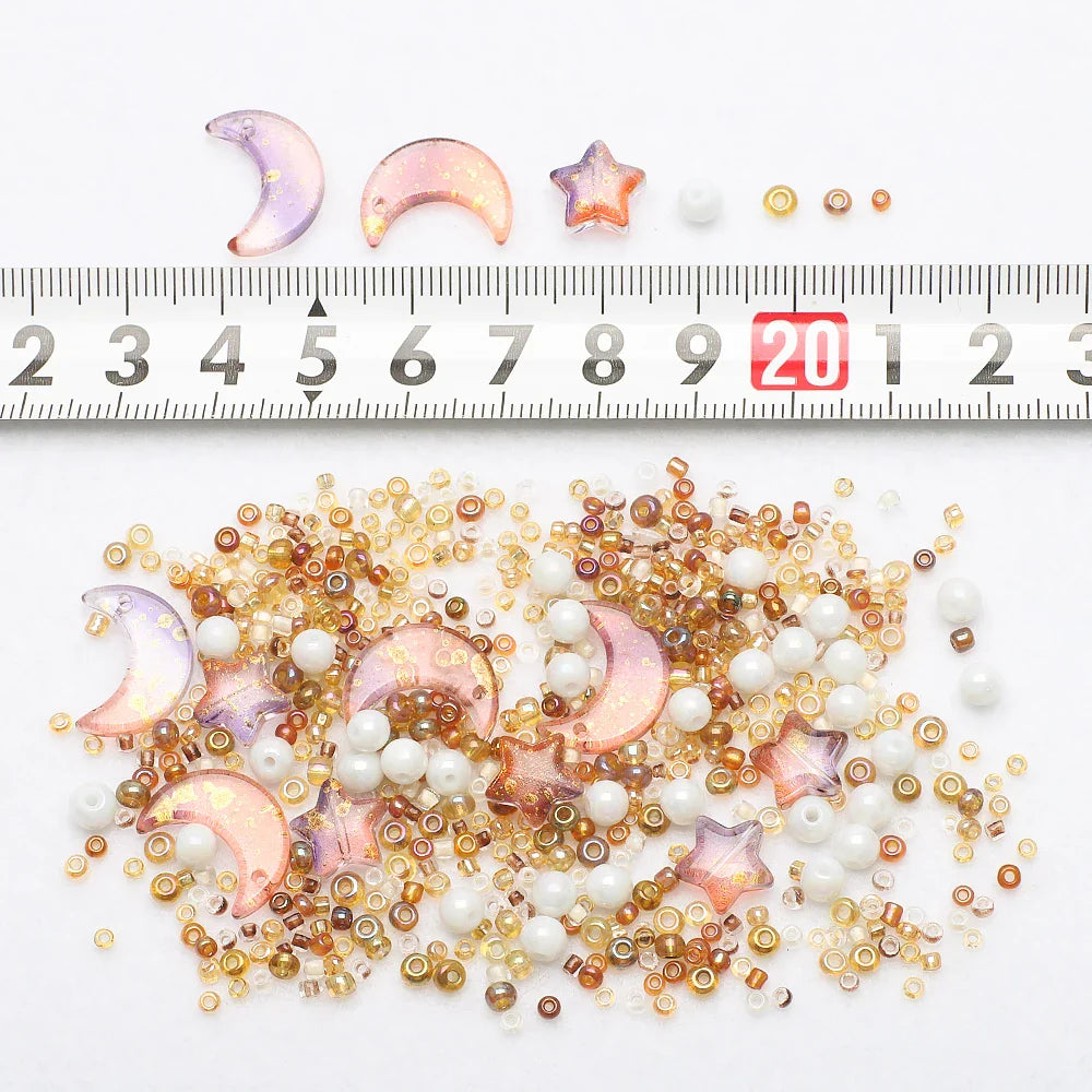 Mixed Star and Moon Crystal Glass Beads for DIY Jewelry Making Craft Bracelets Necklaces and Earrings