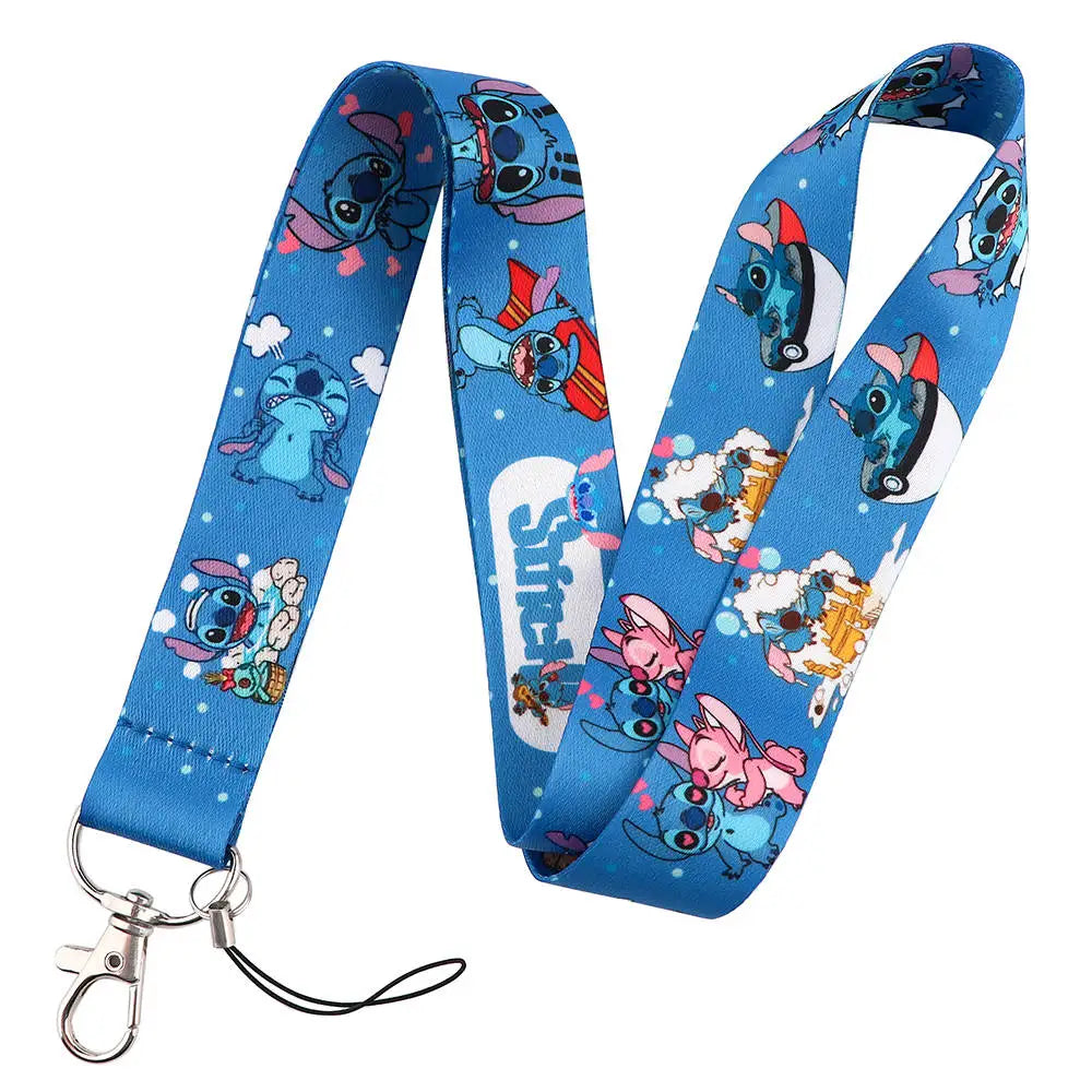 Stitch Cute Cartoon Animation Lanyard for Keys ID Credit Card Pass Mobile Phone Charm Neck Strap Badge Holder