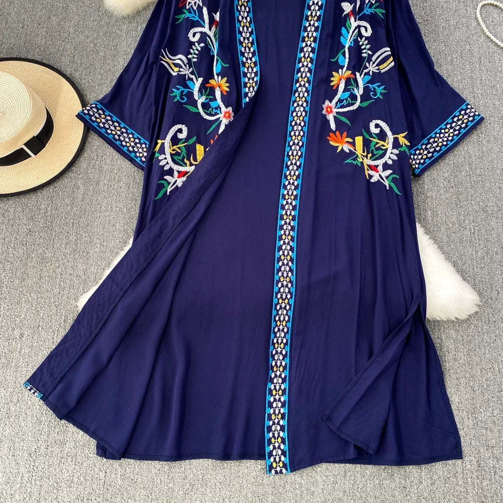 Bohemian Embroidered Floral Dress For Women Beachwear