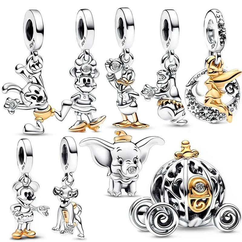 Disney Stitch and Minnie Mouse Charms Dangle Fit 925 Silver Bracelet for Jewelry Making