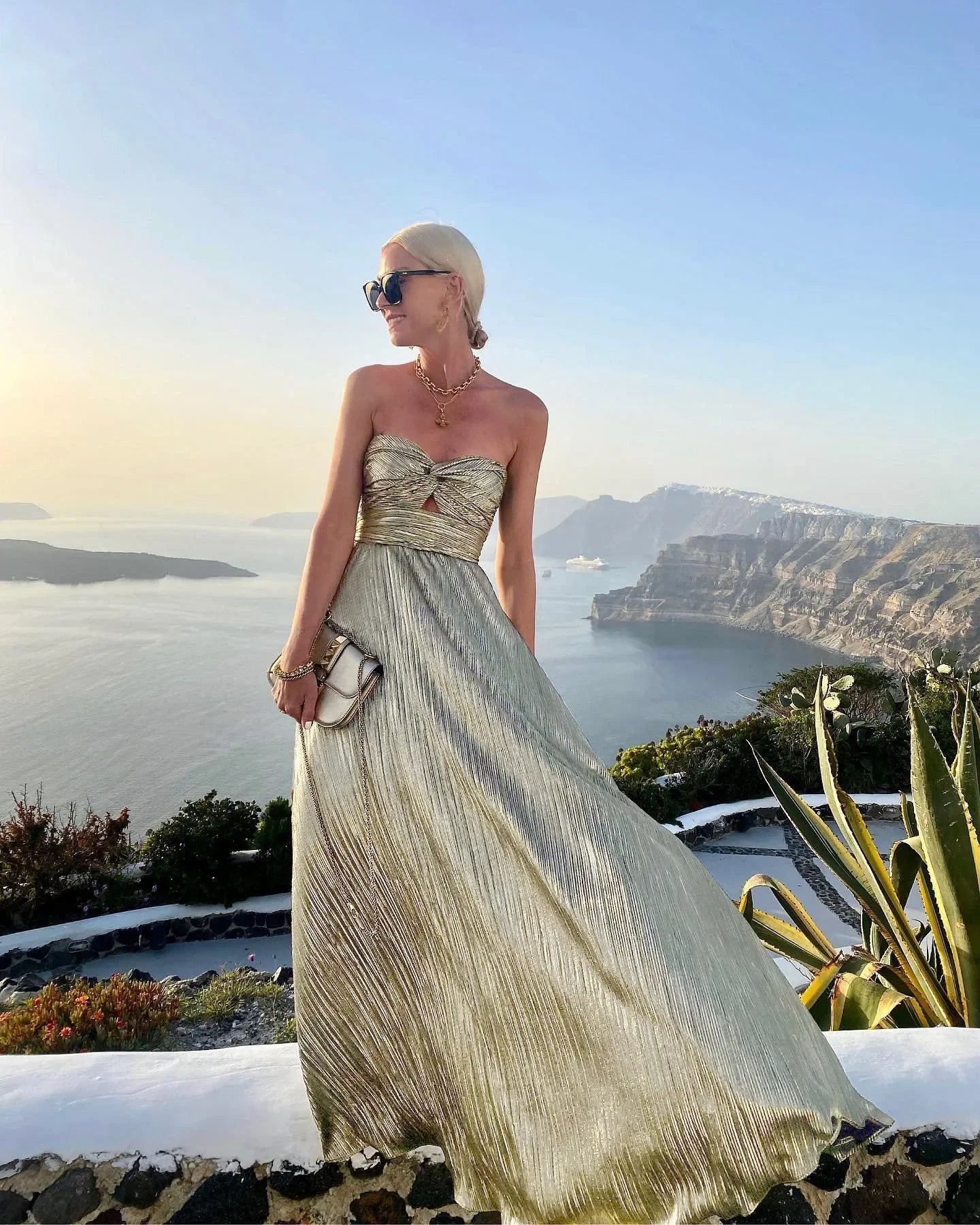 Sexy Chest Wrap Party Dress With Gold Stamping For Women