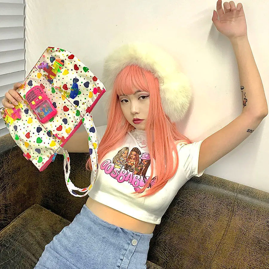 Y2K Summer Gothic Slim Fit Women Crop Top Punk Grunge Streetwear Tee