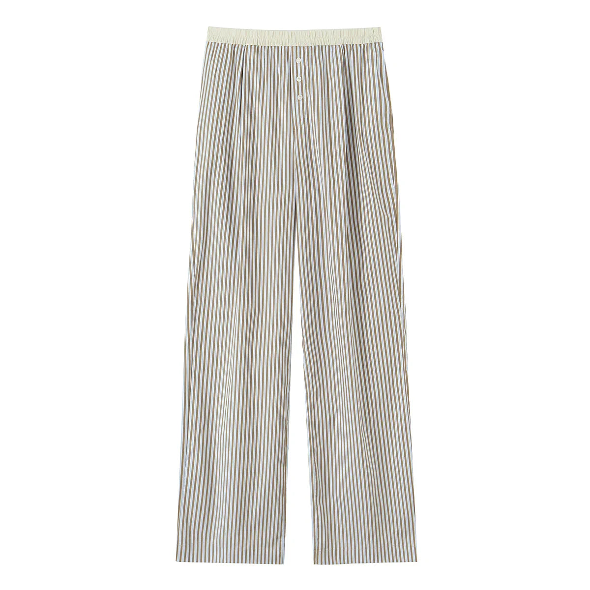 Women Summer Striped Halter Neck Tank Top and Casual Straight Trousers 2 Piece Set