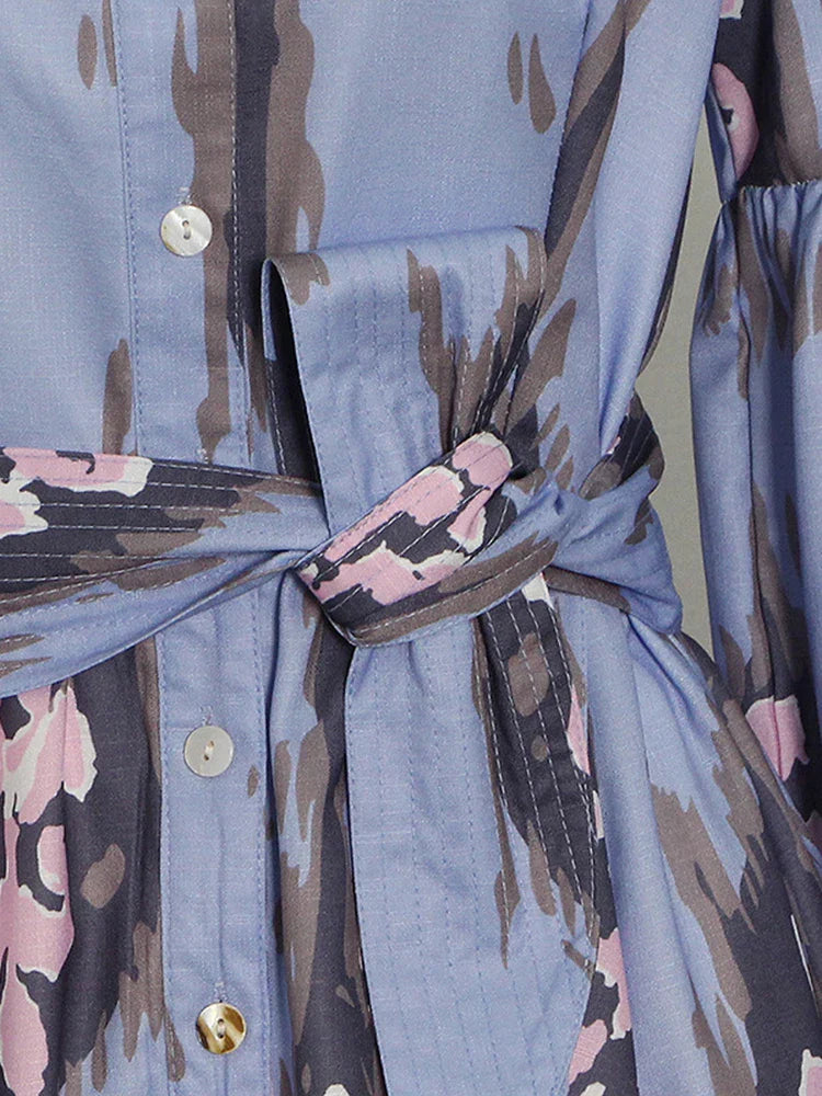 Printed Lantern Sleeve Dress For Women Summer Lightweight