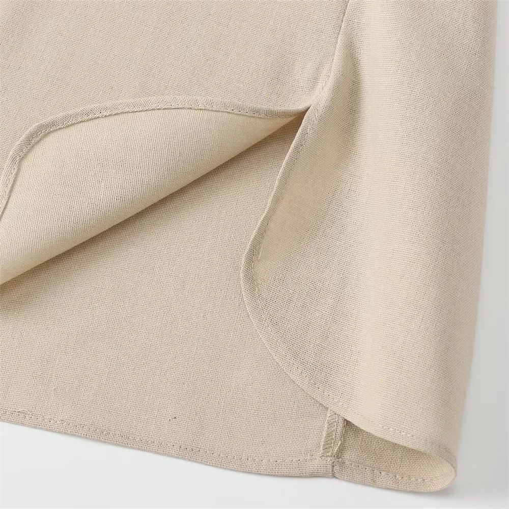 Women's Casual Linen Blended Wide Sleeve Shirt and Straight Leg Pants Set