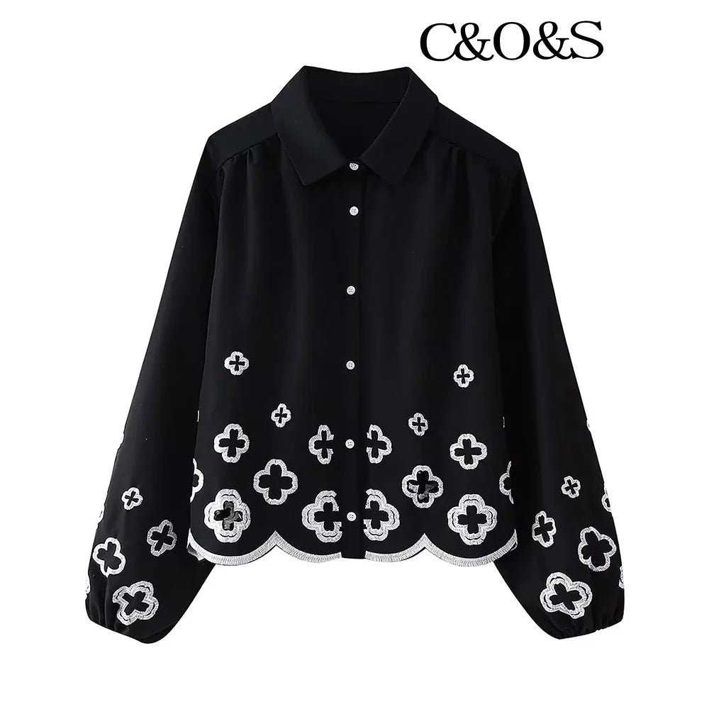 Floral Print Long Sleeve Shirt and High Waisted Trousers Fashion Set