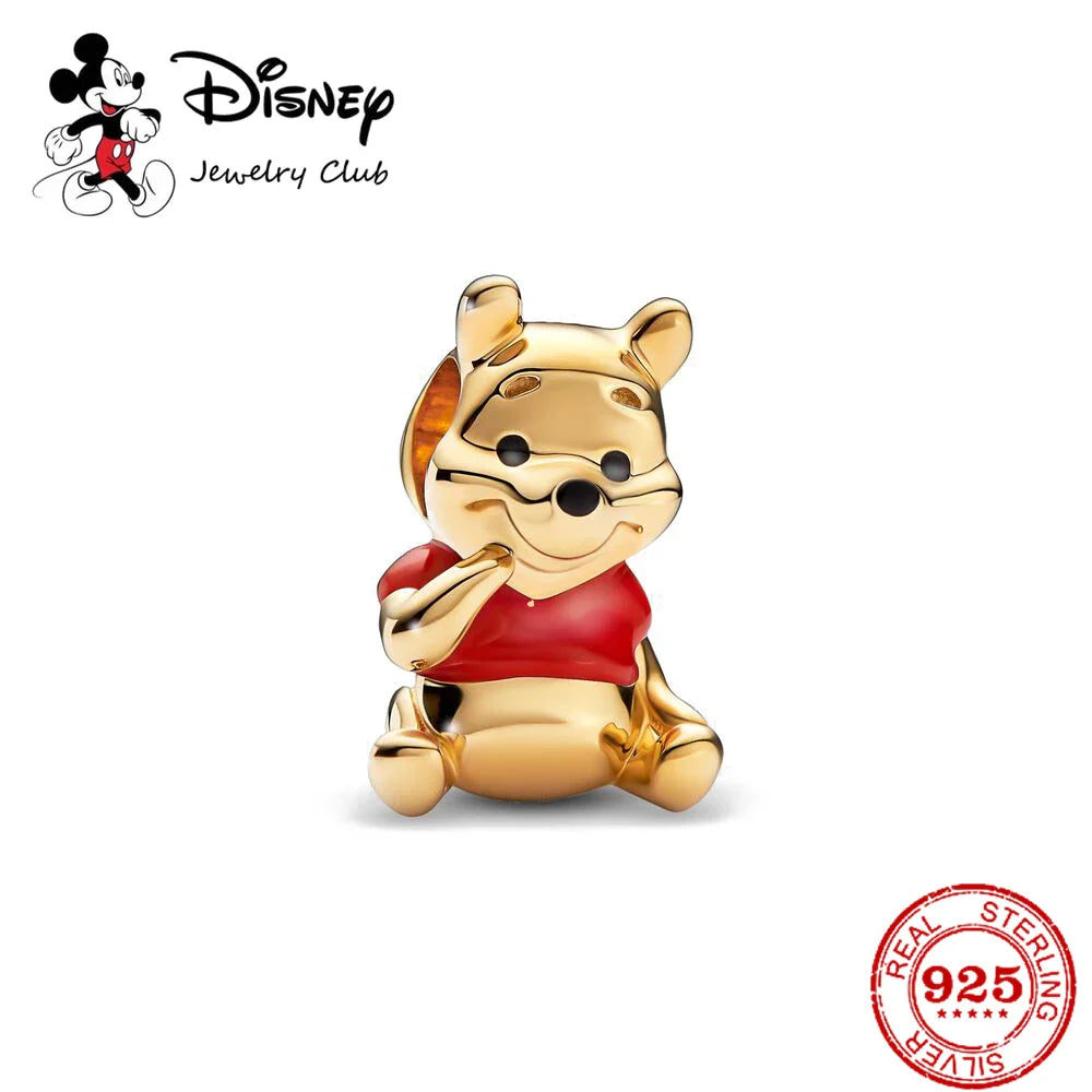 925 Sterling Silver Mickey Minnie Charm Beaded Fit Snake Bracelet DIY Ladies Jewelry