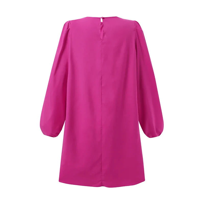 Elegant Chic Summer Puff Sleeve Mini Dress With Pockets