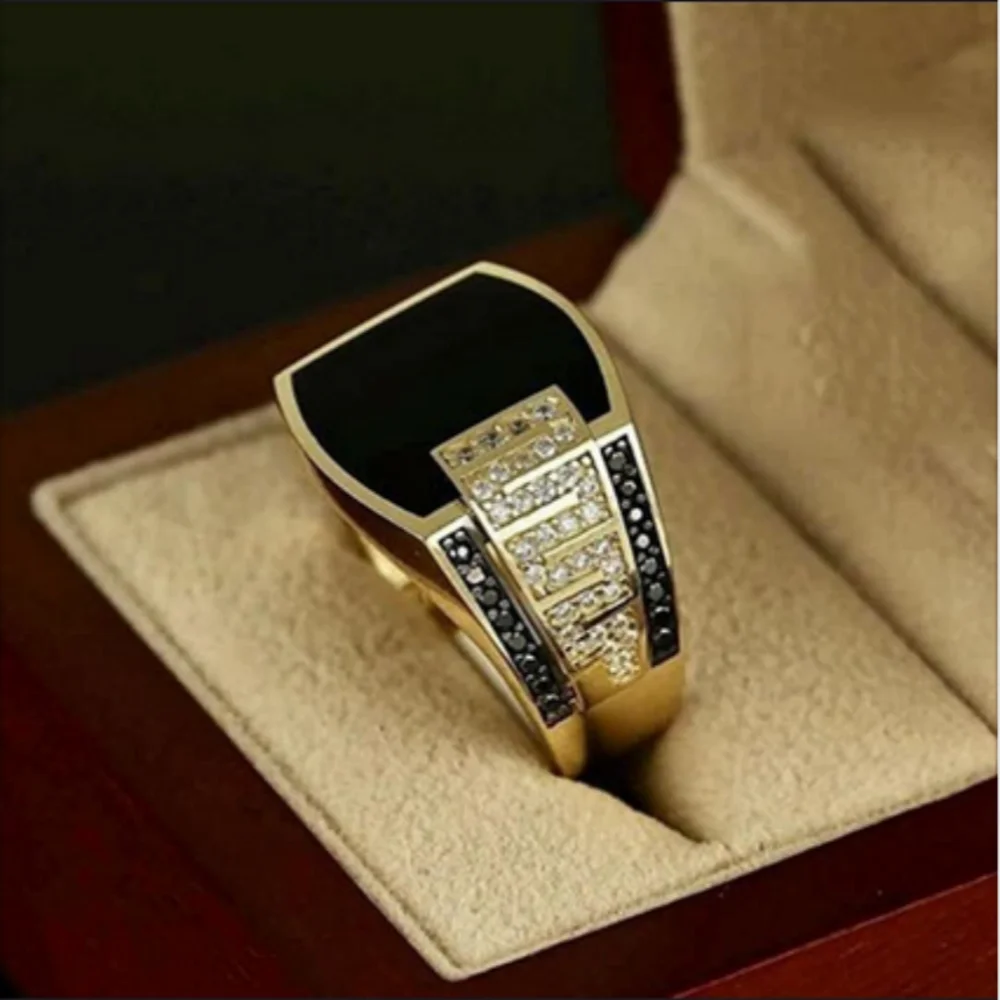 Classic Men's Gold Color Punk Ring for Engagement or Wedding Luxury Jewelry