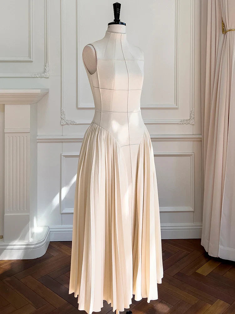 Elegant Square Collar Sleeveless High Waist Summer Dress