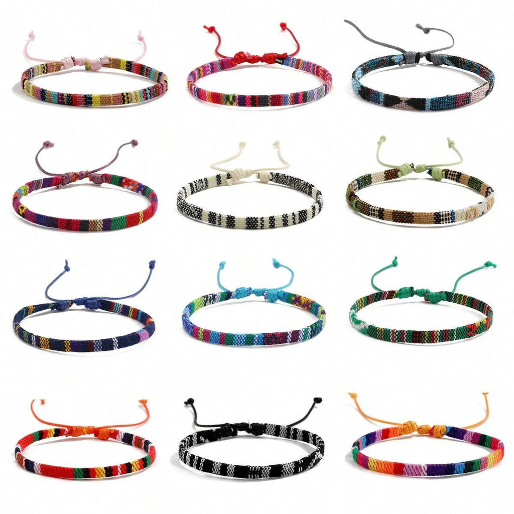 12pcs Boho Beach Bracelets Set Handmade Braided Jewelry for Men and Women