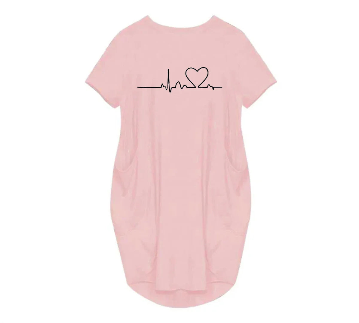 ECG Print Dress for Women Loose Casual Plus Size Summer