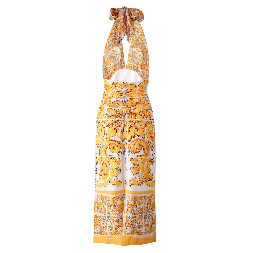 Summer Halter Backless Printed Luxury Dress Sleeveless