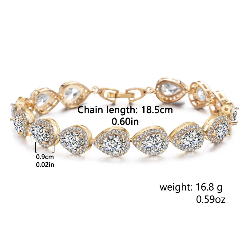 Geometric Water Drop CZ Bracelet for Women - Elegant Zircon Jewelry for Weddings and Parties