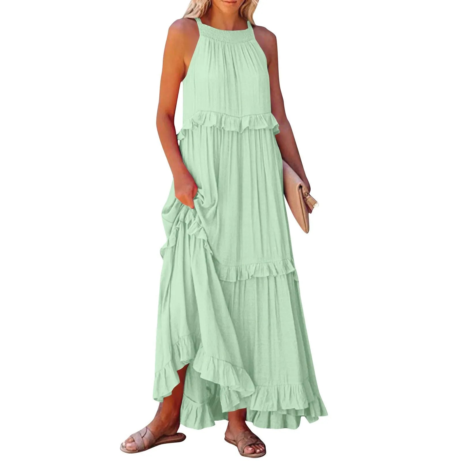 Women Summer Maxi Dress Lightweight Beach Swing Dress