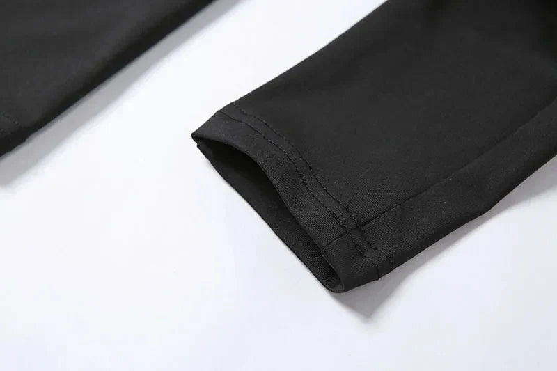 Sexy Black Long Sleeve Bodycon Jumpsuit for Women Slim Fit Casual Sports Romper Streetwear Skinny Fashion Overall