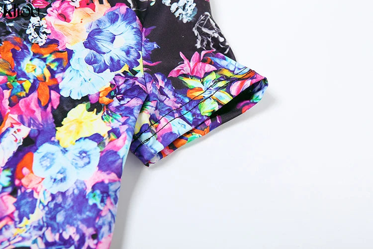 Sexy Printed Slim Fit Jumpsuit with Back Hollow Detail Full Sleeve Stand Collar Overalls for Midnight Party and Clubwear