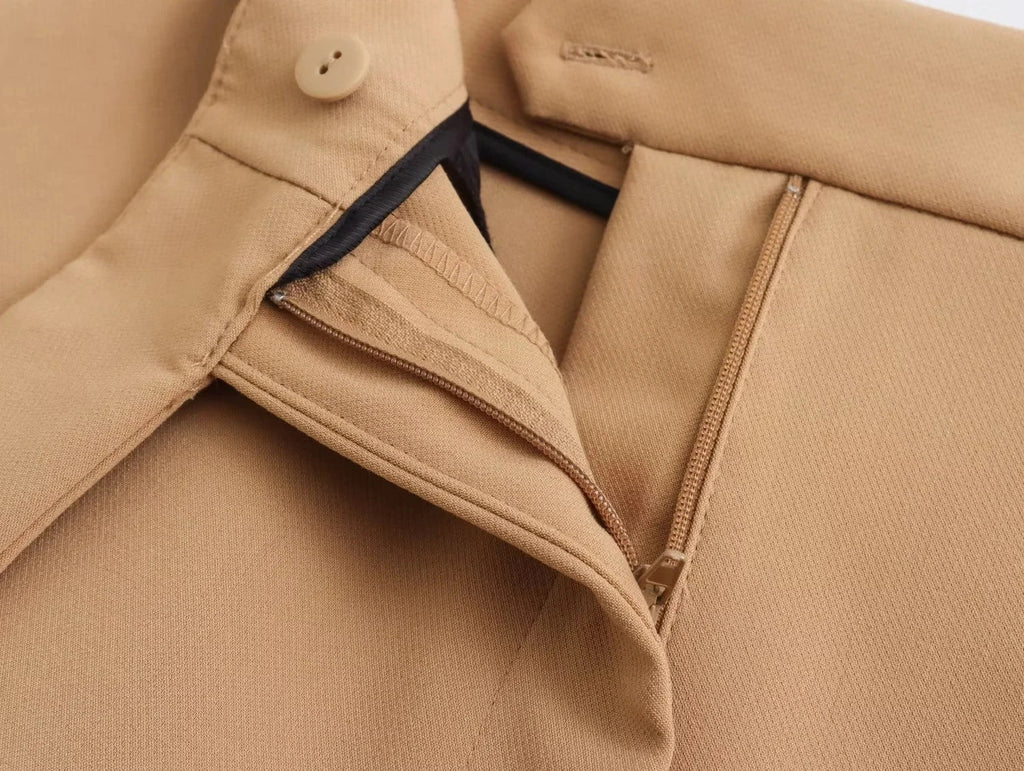 Casual Solid Color V Neck Sleeveless Single Breasted Vest With Elegant Mid Waist Wide Leg Pants Set