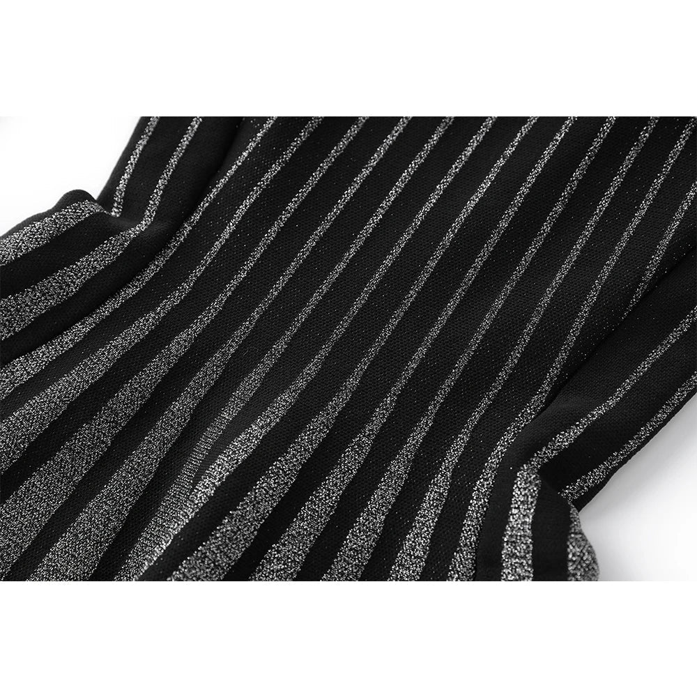 Silver Silk Waist Slimming Strap Dress Knit Short Skirt