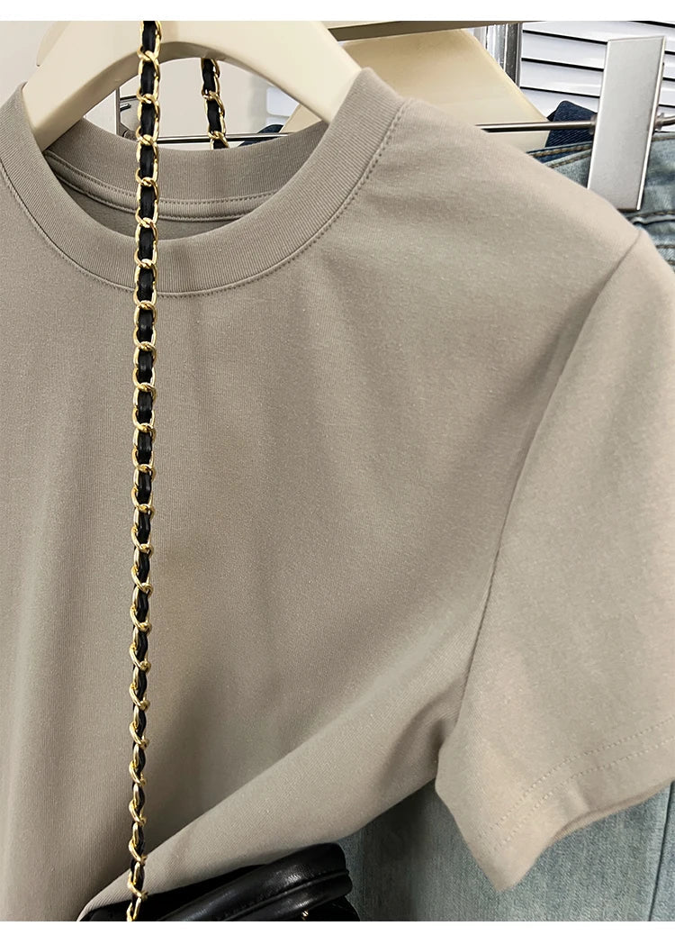 Oversized Cotton T-Shirt for Women, Short Sleeve Spring Tee with Trendy Print, Casual Y2K Style Top