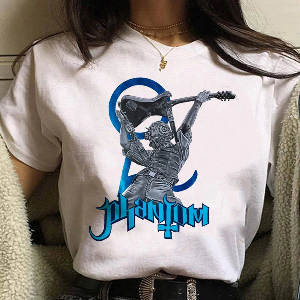 Funny Ghost Band T-Shirt for Women - Y2K Manga Style Tee with Premium Soft Fabric