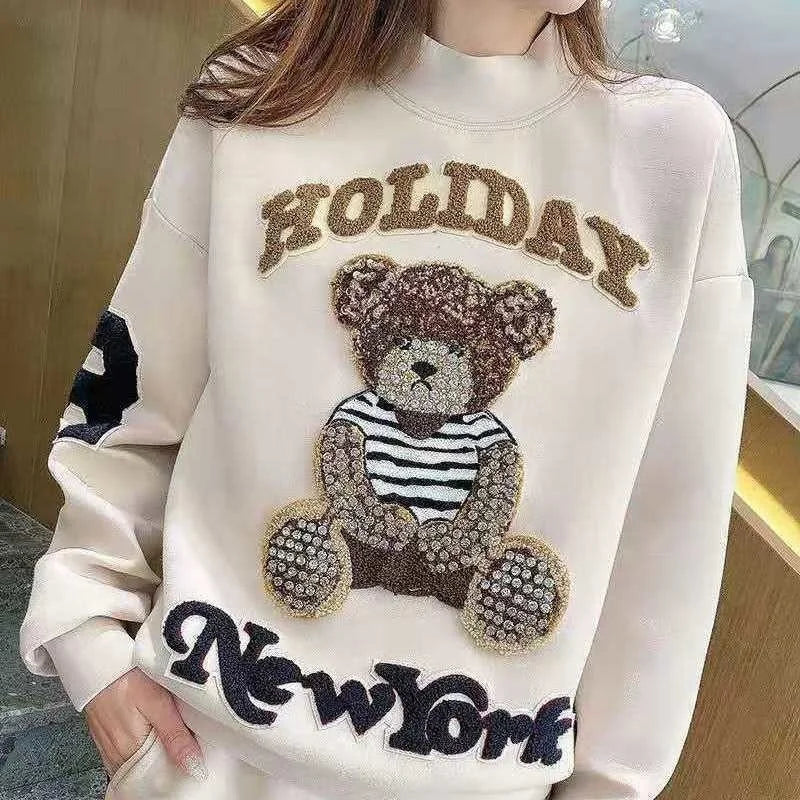 Women's Casual Plush Sweater and Pants Two Piece Set for Spring and Autumn