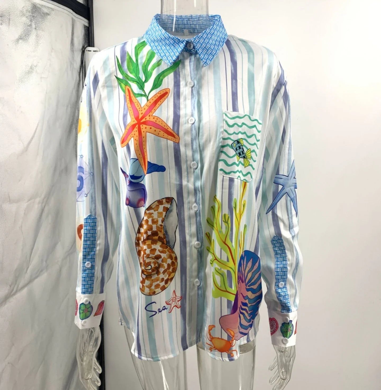 Bohemian Satin Print Two Piece Set for Women with Casual Long Sleeve Shirt and Wide Leg Pants Perfect for Summer Beach Outfits