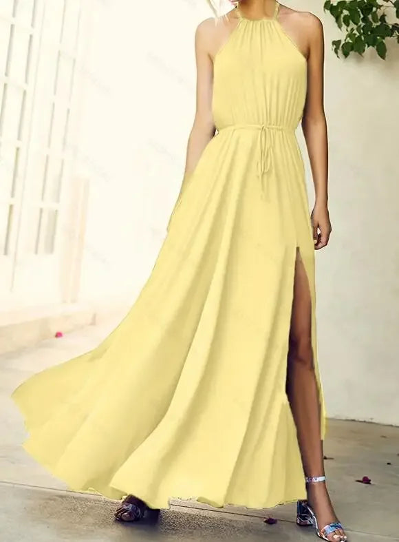 Boho Maxi Dress With High Split For Summer Beach Party