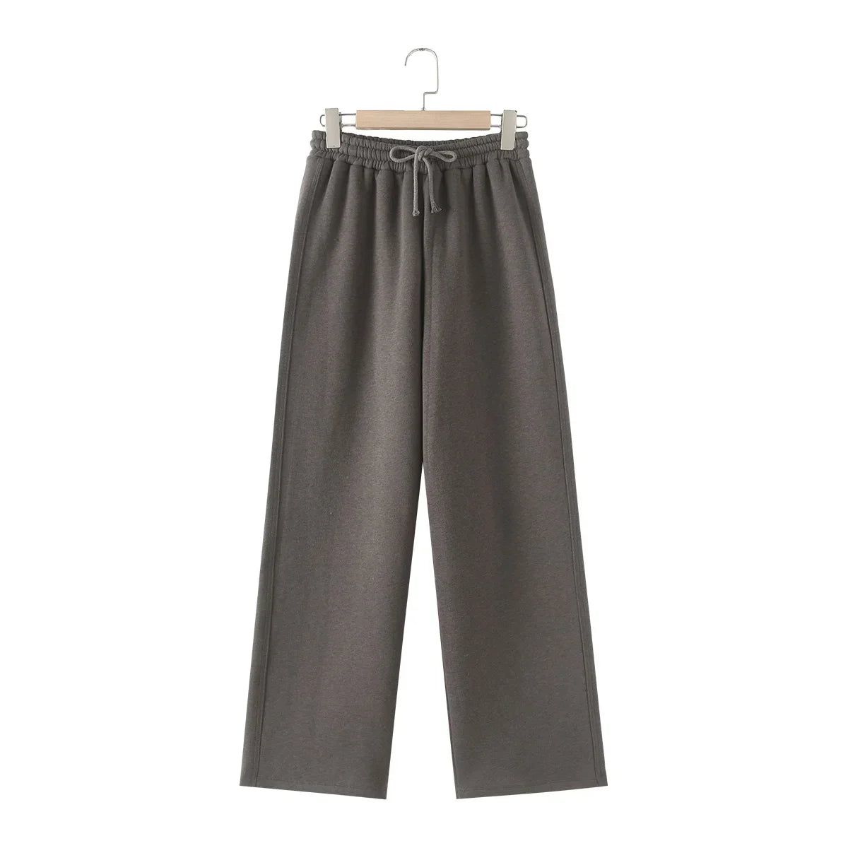 Women's Fleece Coat and Pant Set with Long Sleeve Hooded Sweatshirt and Casual Drawstring Trousers for Office and Everyday Wear