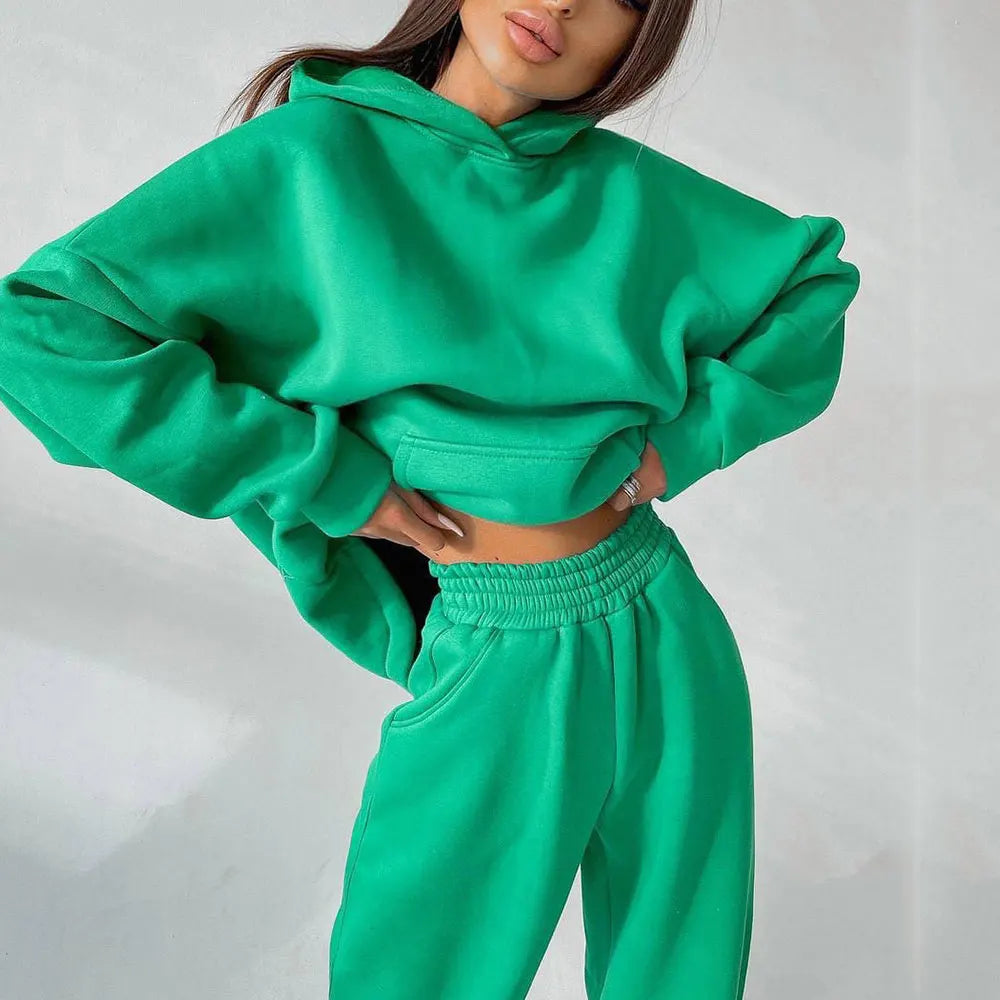 Women Oversized Tracksuit Set with Hoodie and Sweatpants Comfortable Two Piece Outfit