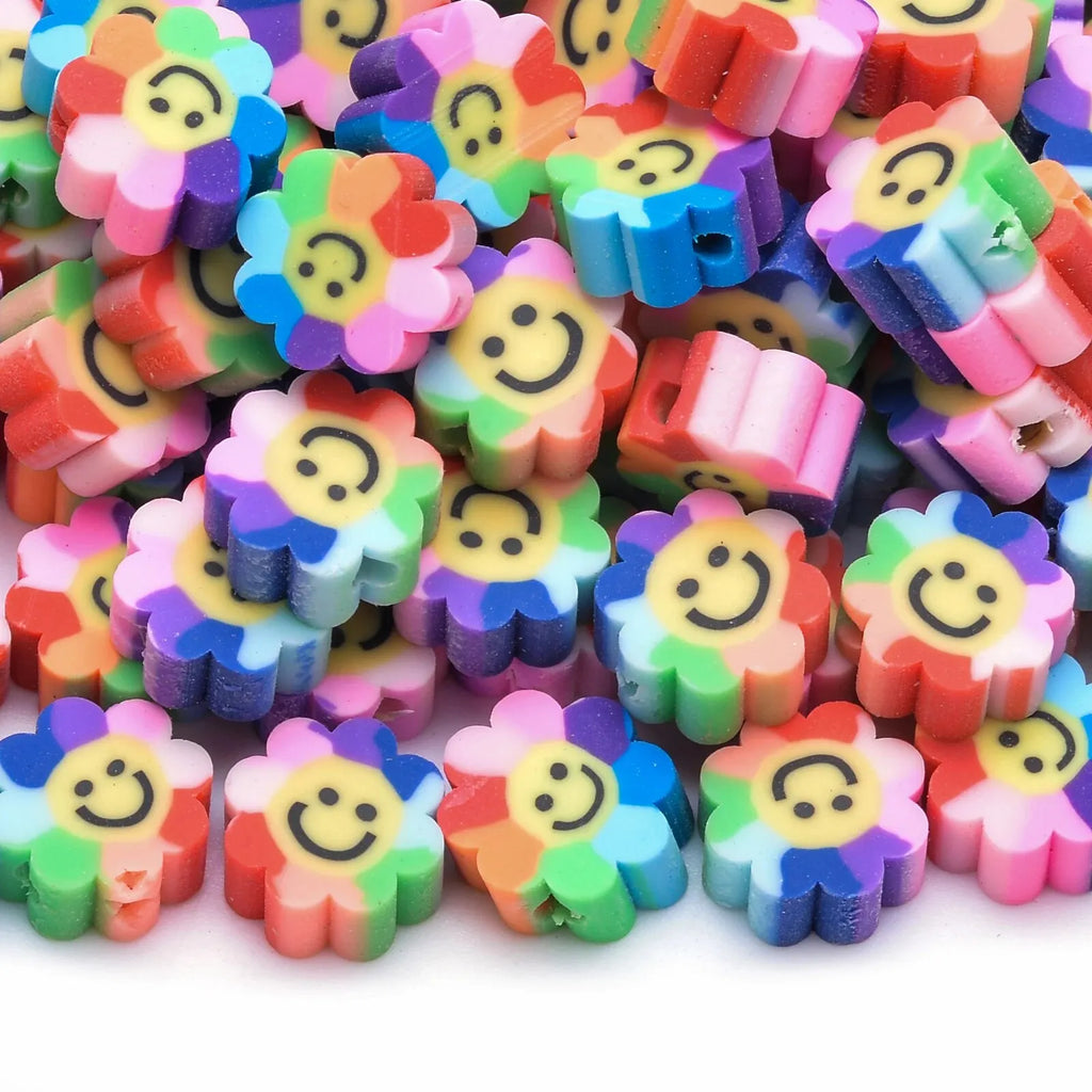 30PCS 10mm Heart Shape Polymer Clay Beads for DIY Jewelry Making and Handmade Bracelets