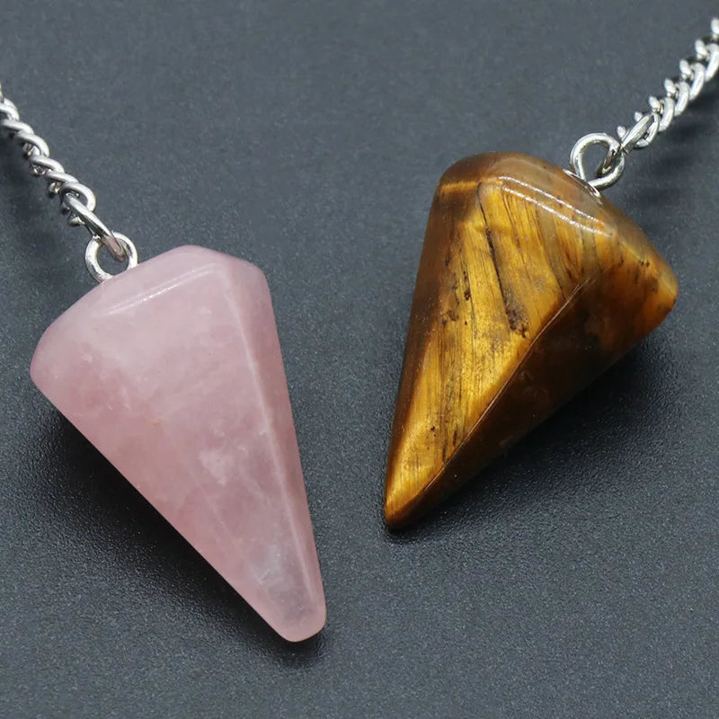 Natural Stone Quartz Agate Pendulum Pendant for Reiki Healing and Divination