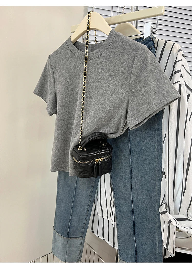 Oversized Cotton T-Shirt for Women, Short Sleeve Spring Tee with Trendy Print, Casual Y2K Style Top