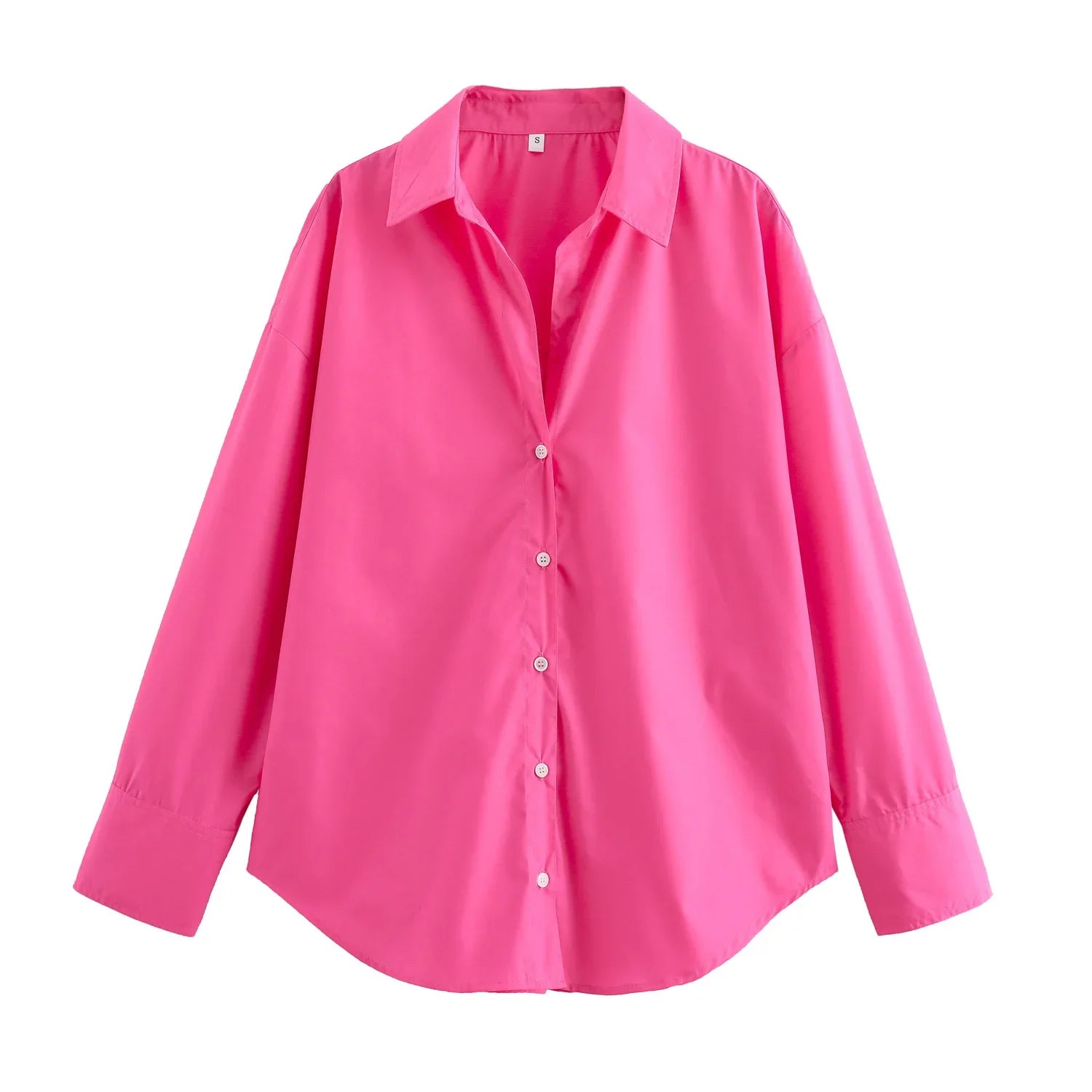 Women's Casual Versatile Loose Poplin Shirt Lightweight Basic Button-Up for Autumn Fashion