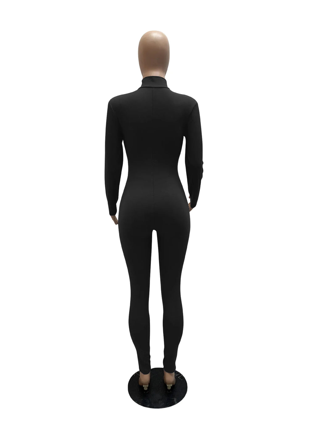 Women's Bodycon One-Piece Jumpsuit with Long Sleeves and Large Front Zipper Casual Sporty Skinny Workout Overalls Top