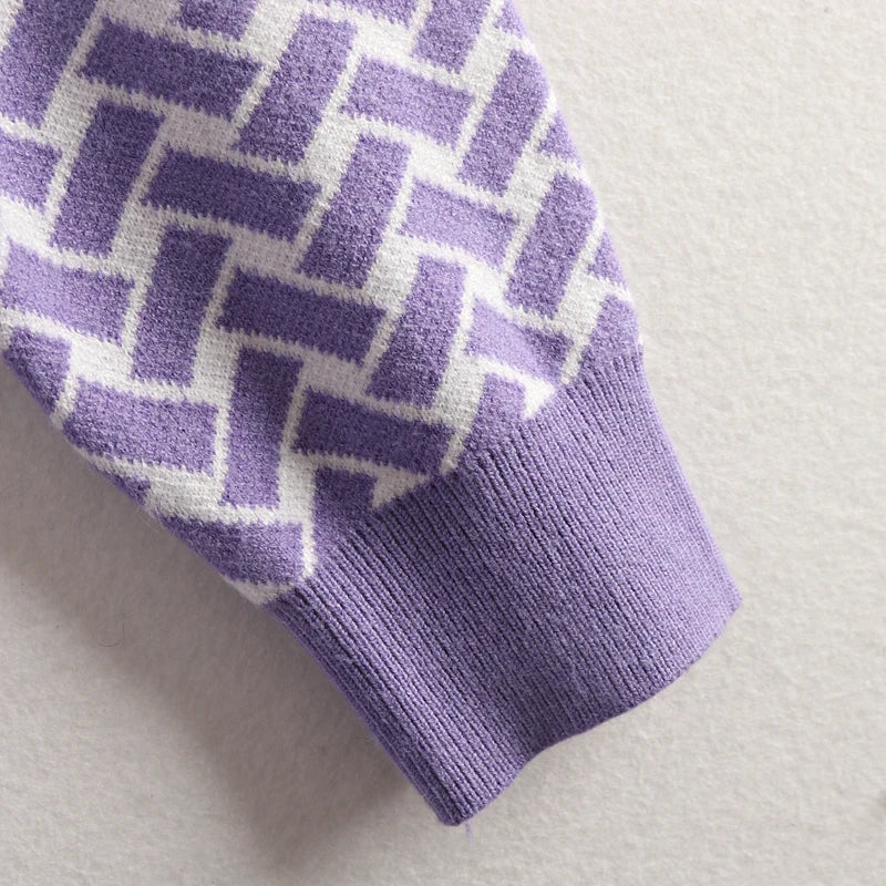 Jacquard Knit Sweater Dress With Belt Elegant Pleated Maxi