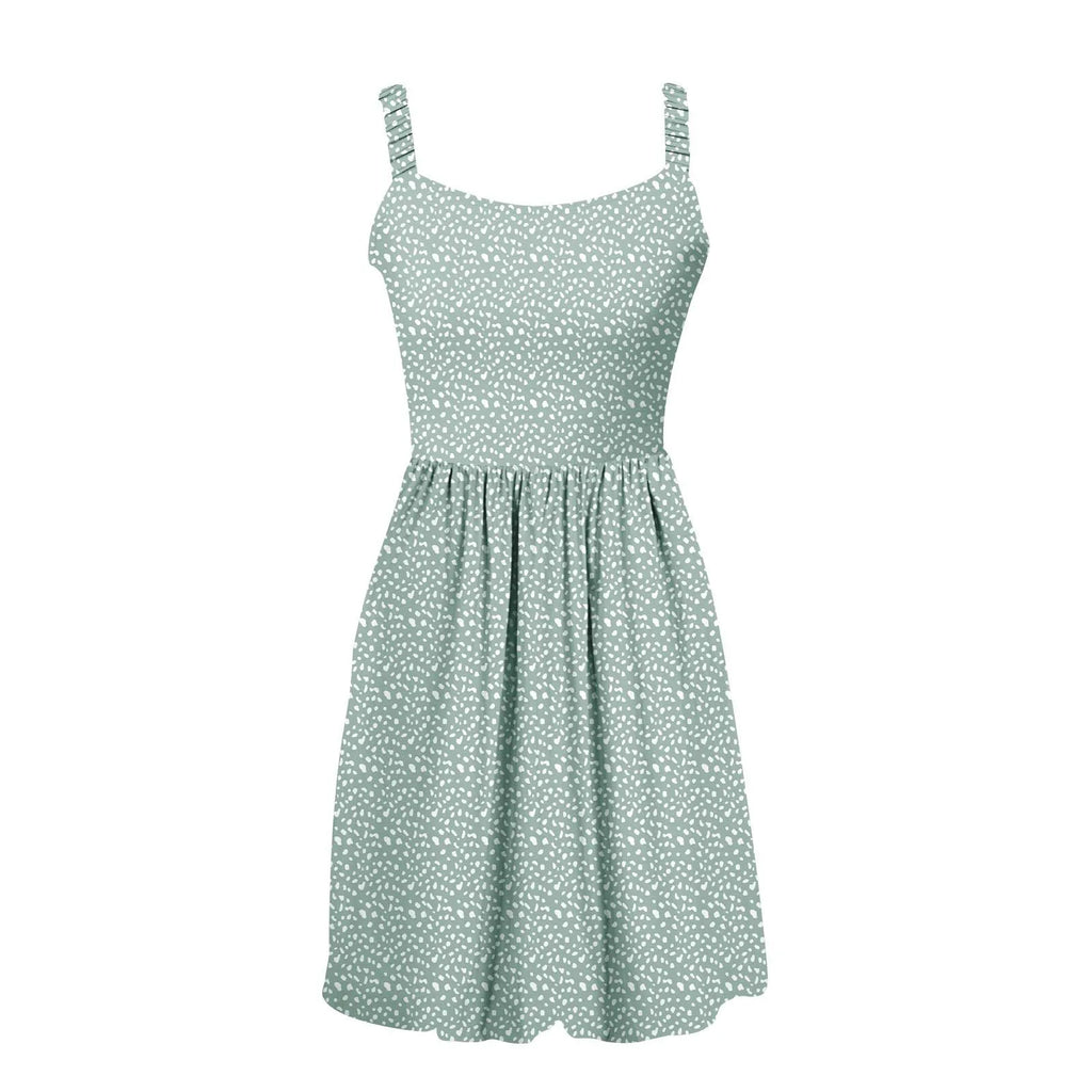 Sleeveless Summer Square Neck Dress With Pockets High Waisted